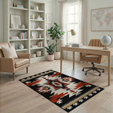 Bold Southwestern Geometric Area Rug Black Red Gold