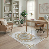 Ornate Gold Mandala Persian Rug