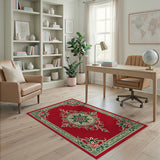 Red Traditional Persian Medallion Red Area Rug