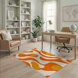 Vibrant Orange Abstract Swirl Rug