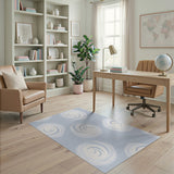 Swirling White Roses Grey Area Rug
