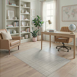 Rustic Farmhouse Neutral Beige Plaid Woven Area Rug