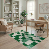 Green Block Geometric Area Rug
