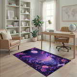 Purple Sakura Moonlit Fantasy Forest Rug