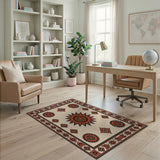 Orange Sunburst Tribal Area Rug