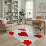 Red Playful Red Hearts Scatter Area Rug
