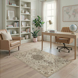 Traditional Persian Beige Persian Floral Medallion Area Rug