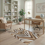 Wavy Brown Tan Geometric Area Rug