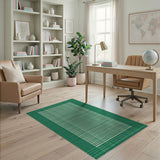 Gingham Rustic Farmhouse Green Gingham Checkered Area Rug