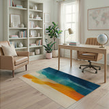 Fluid Orange Teal Wave Abstract Area Rug