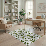 Green Leaves Foliage Pattern Area Rug