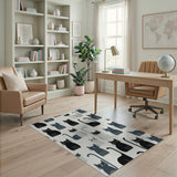 Playful Black Cat Silhouette Area Rug