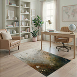 ODIKA Wildflower Meadow Washable Area Rug - Terracotta & Sage Green Botanical Low Pile Rug