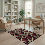 Red Hearts Woven Lattice Area Rug