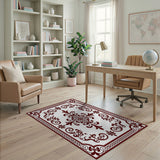 Red Fleur-de-Lis Ornate Area Rug