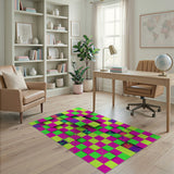 Neon 3D Cube Checkerboard Area Rug