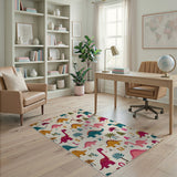 Multi-color and Patterns Dinosaur ABC Kids Area Rug