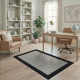 Modern Dotted Beige Area Rug with Black Border