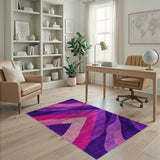 Purple Geometric Wave Area Rug
