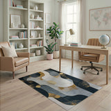 Abstract Navy Gold Geometric Area Rug
