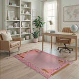 Multi-Color Geometric Pink Border Area Rug
