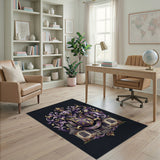 Purple Heraldic Crest with Vintage Mansion Rug