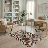 Brown and Tan Wavy Brown Zebra Stripe Area Rug