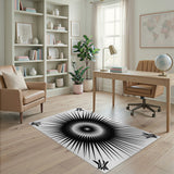 Black and White Black White Geometric Sunburst Area Rug