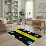 Cosmic Planets Stars Kids Area Rug