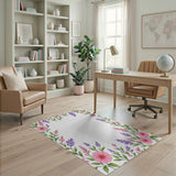 Pink Pink Purple Floral Border Area Rug