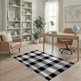 Geometric Modern Black White Buffalo Check Area Rug