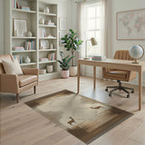 Brown Tan Deer Silhouette Southwestern Rug