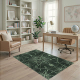 Green Atomic Clock Geometric Area Rug