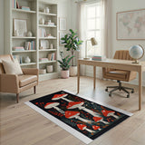 Floral Vintage Whimsical Red Mushroom Forest Area Rug