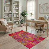 Multi-color and Patterns Vibrant Pink Geometric Modern Area Rug