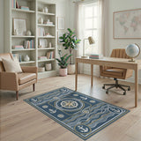 Blue Nautical Compass Anchor Area Rug