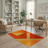 Orange Vibrant Orange Geometric Triangle Area Rug