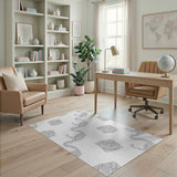 Distressed Grey Abstract Swan Area Rug