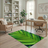 Green Lush Green Palm Leaf Area Rug