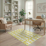 Yellow Braided Wave Geometric Area Rug