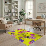 Cheerful Yellow Smiley Faces Hibiscus Floral Rug