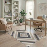 Beige Grey Geometric Diamond Stripe Rug