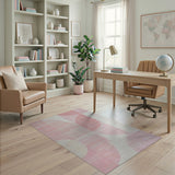 Pink Geometric Half-Moon Area Rug