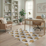 Beige Folding Fan Pattern Area Rug