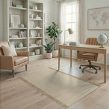 Beige Woven Area Rug with Tan Borders