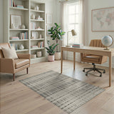 Distressed Vintage Black and White Distressed Black White Grid Area Rug