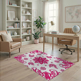 Hot Pink Paisley Floral Persian Rug
