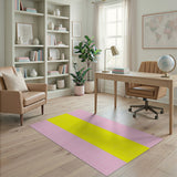 Vibrant Pink Yellow Striped Polka Dot Rug
