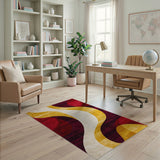 Abstract Area Multi-color and Patterns Abstract Wavy Multi-Color Area Rug
