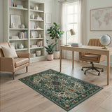 Blue and Teal Traditional Persian Teal Medallion Traditional Persian Area Rug